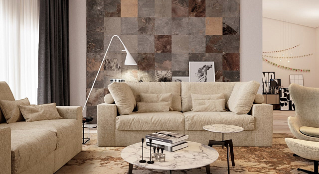 Бежевый диван в интерьере-26, Стильный и мягкий диван Элизиум